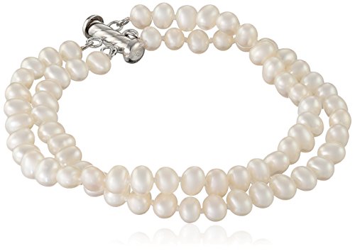 Sterling Silver 2-Row White Pearl Bracelet