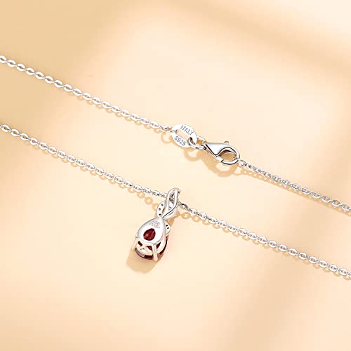 White Gold Teardrop Necklace with Ruby Pendant