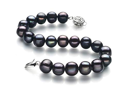 Kaitlyn Black Freshwater Pearl Bracelet in Silver
