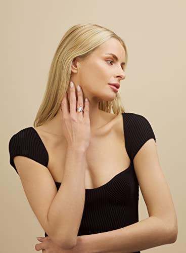 18K White Gold Fire Opal Ring with CZ Accents