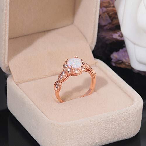 Opal and Zirconia Rose Gold Ring for Women