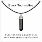 Black Tourmaline Pendant Necklace for Negative Energy Protection