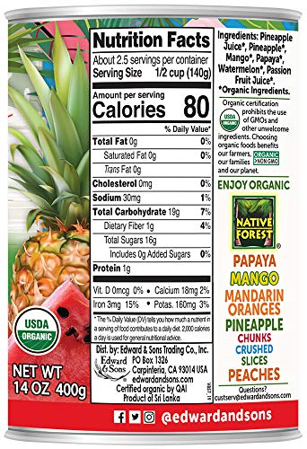 Organic Tropical Fruit Salad, 14-Ounce Cans (6-Pack)