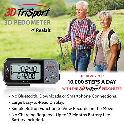 3DTriSport 3D Pedometer with Clip and Strap