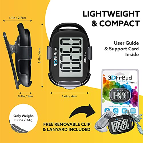 3DFitBud Easy Clip 3D Pedometer for Walking