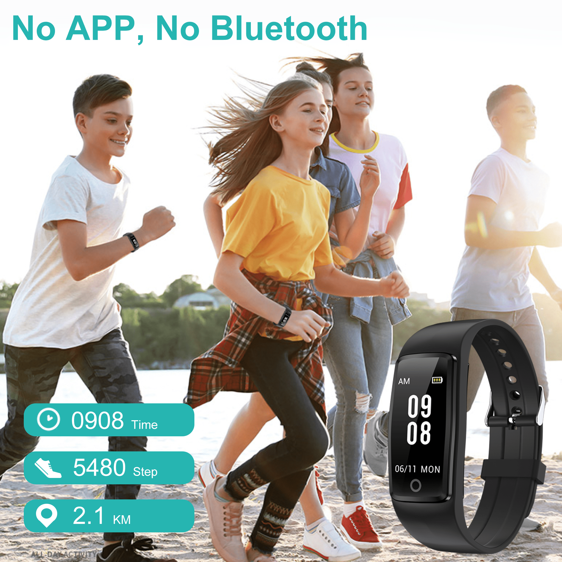 Waterproof Fitness Tracker Watch for Kids and Adults