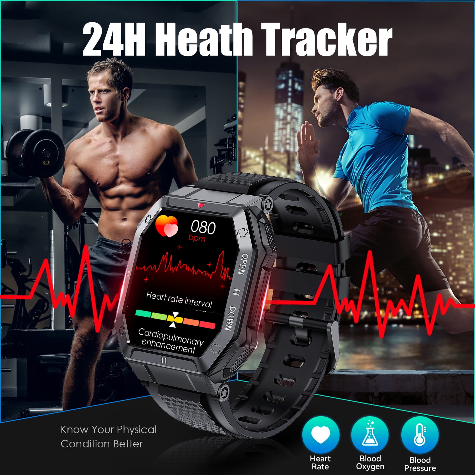 EIGIIS Men's Smartwatch with Bluetooth Call and Fitness Tracking