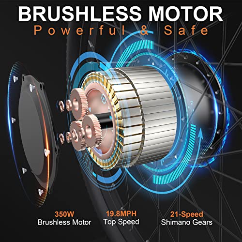 TotGuard 350W Electric Bike for Adults, 26