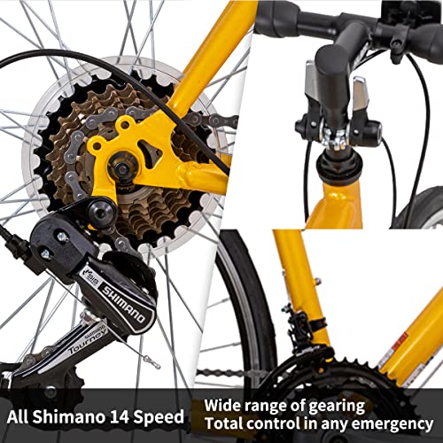 Hiland 700C Shimano 14-Speed Road Bike - Yellow