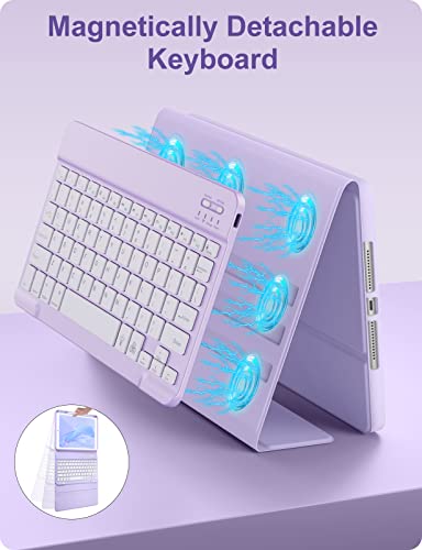 Purple iPad 9th Gen Case with Keyboard and Pencil Holder
