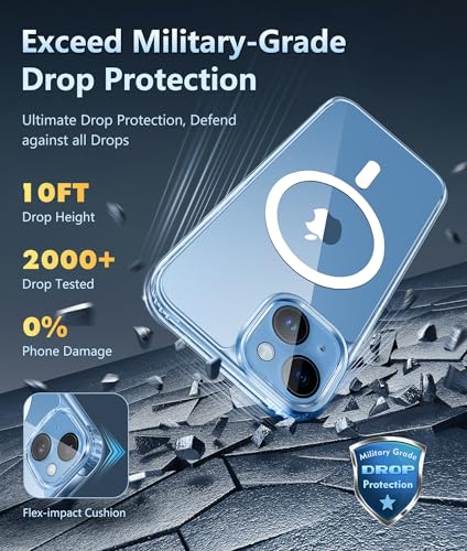 FNTCASE Clear iPhone 14 Phone Case - Rugged Protection