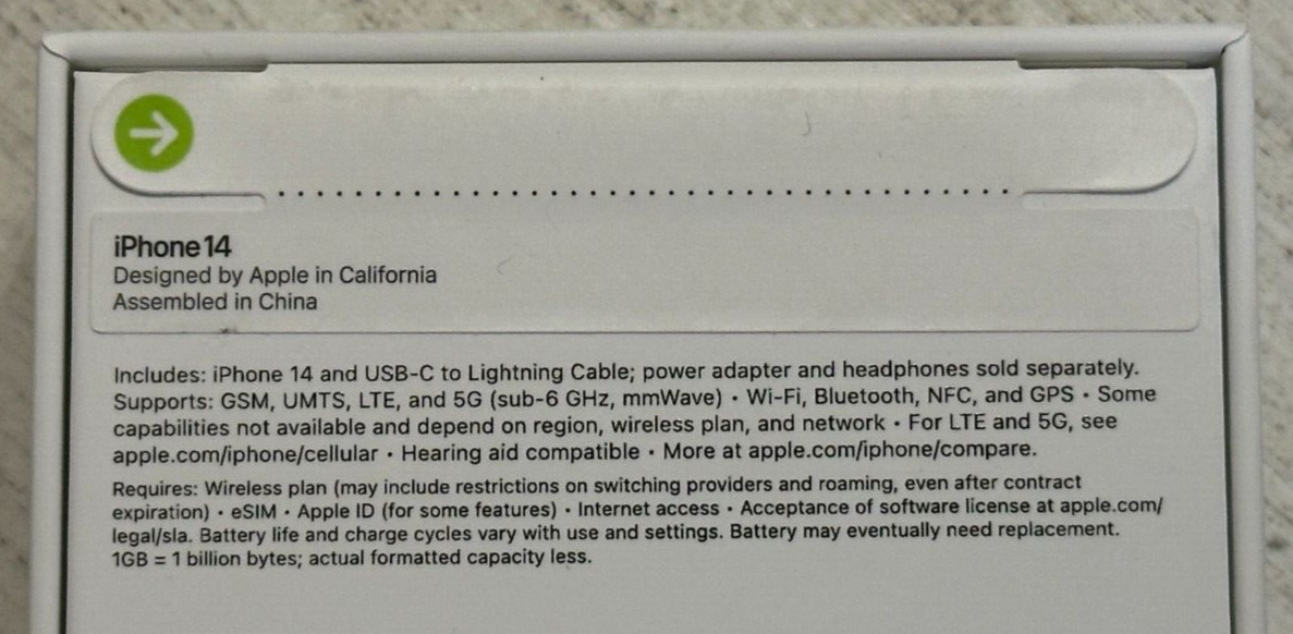 Apple iPhone 14 Black 256GB AT&T - Sealed