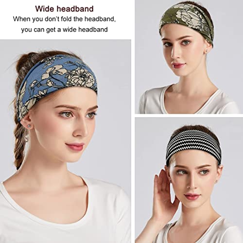 Boho Yoga Headbands for Women - 6 Pack