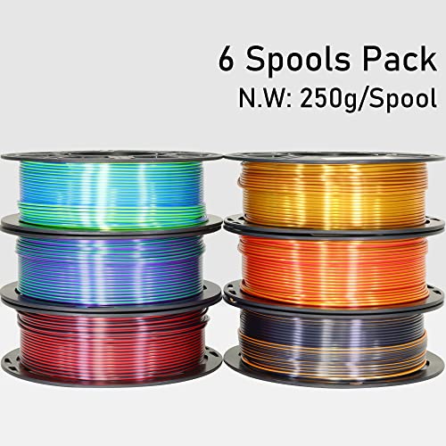 MIKA3D 6-Pack Colorful Silk PLA Filament Bundle