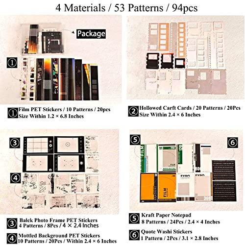 94pcs Movie Film Stickers for Scrapbooking and Journaling