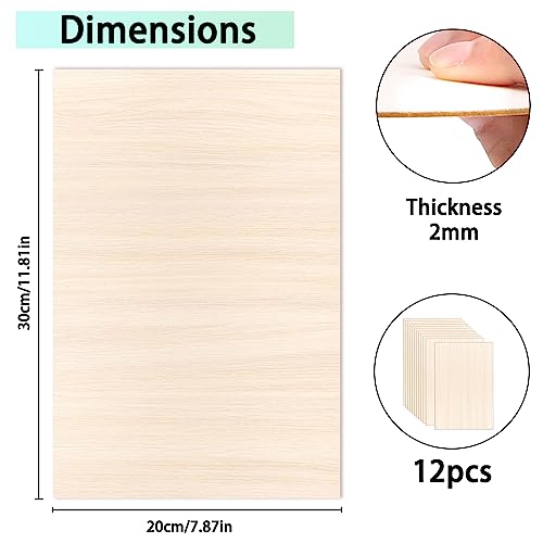12 Pack Basswood Sheets for Crafts and Models
