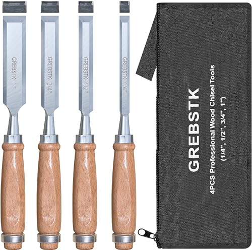 4-Piece Wood Chisel Set with Beech Handles