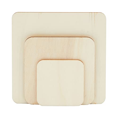130 Unfinished Wood Squares and Circles for DIY
