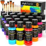 Acrylic Paint Set with 24 Colors and Brushes