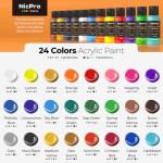Acrylic Paint Set with 24 Colors and Brushes