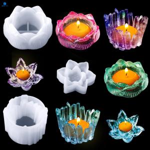 Patelai 3 Shape Resin Candle Holder Mold Flower Lotus Candlestick Epoxy White 