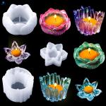 Patelai 3 Shape Resin Candle Holder Mold Flower Lotus Candlestick Epoxy White 