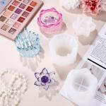 Patelai 3 Shape Resin Candle Holder Mold Flower Lotus Candlestick Epoxy White 
