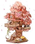 Rolife DIY Miniature House Kits Sakura Tree House 12" 3D Wooden Puzzles for Adults, Japanese Cherry Blossom Model Building Kit, Bonsai Craft Home Decor Gifts for Adults Family