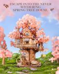 Rolife DIY Miniature House Kits Sakura Tree House 12" 3D Wooden Puzzles for Adults, Japanese Cherry Blossom Model Building Kit, Bonsai Craft Home Decor Gifts for Adults Family