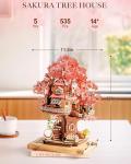 Rolife DIY Miniature House Kits Sakura Tree House 12" 3D Wooden Puzzles for Adults, Japanese Cherry Blossom Model Building Kit, Bonsai Craft Home Decor Gifts for Adults Family