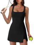 OFEEFAN Womens Athletic Dress Tennis Golf Bodycon Workout Active Skort Summer Clothes Casual Graduation Concert Date Spring Outfits Black L
