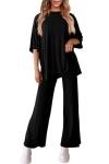 PRETTYGARDEN Two Piece Sets for Women Summer Fashion Lounge Matching Set 2026 Spring Travel Vacation Airport Outfits Clothing (Black,X-Large)