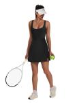 OFEEFAN Womens Athletic Dress Tennis Golf Bodycon Workout Active Skort Summer Clothes Casual Graduation Concert Date Spring Outfits Black L
