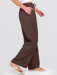 ANRABESS Women's Wide Leg Beach Pants Elastic Waist Lightweight Casual Flowy Palazzo Lounge Trousers with Pockets Brown Small