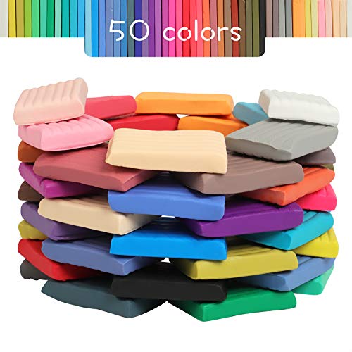 50 Color Polymer Modeling Clay Kit for Kids