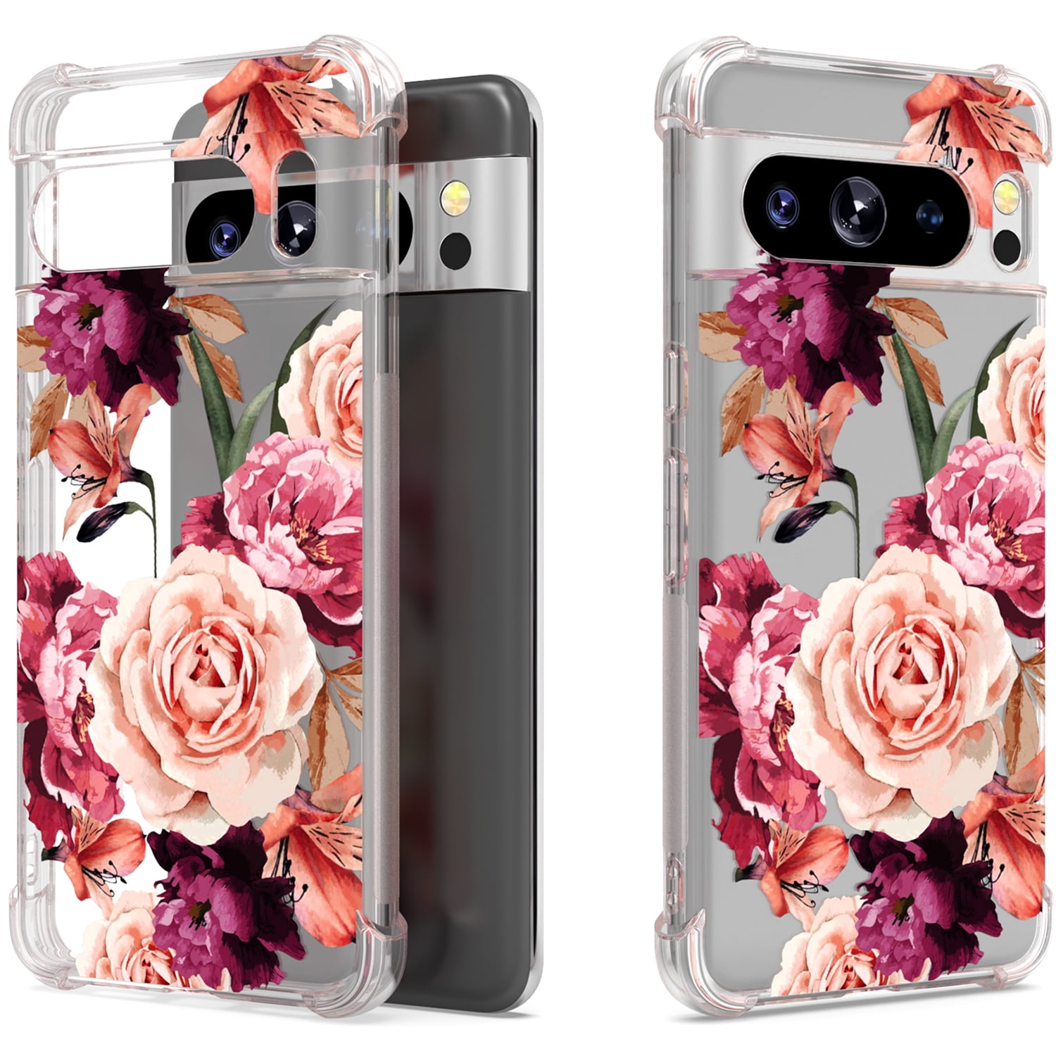 Clear Peony Flower Case for Google Pixel 8 Pro