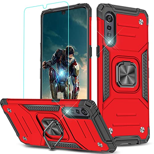 LG Velvet 5G Armor Case with Kickstand Red