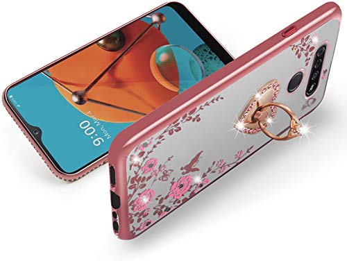 LG K51 Q51 Glitter Butterfly Case with Ring Stand
