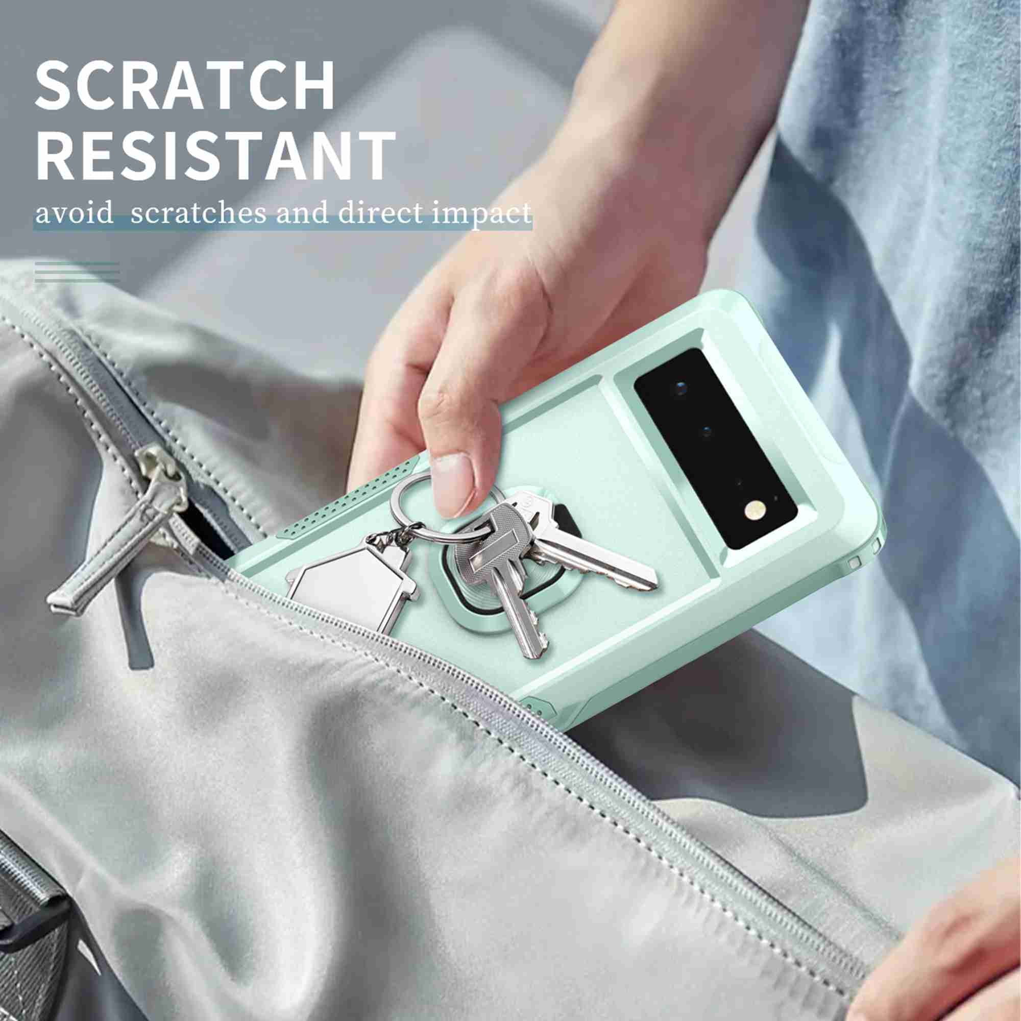 Dteck Google Pixel 6 Case with Kickstand, Green