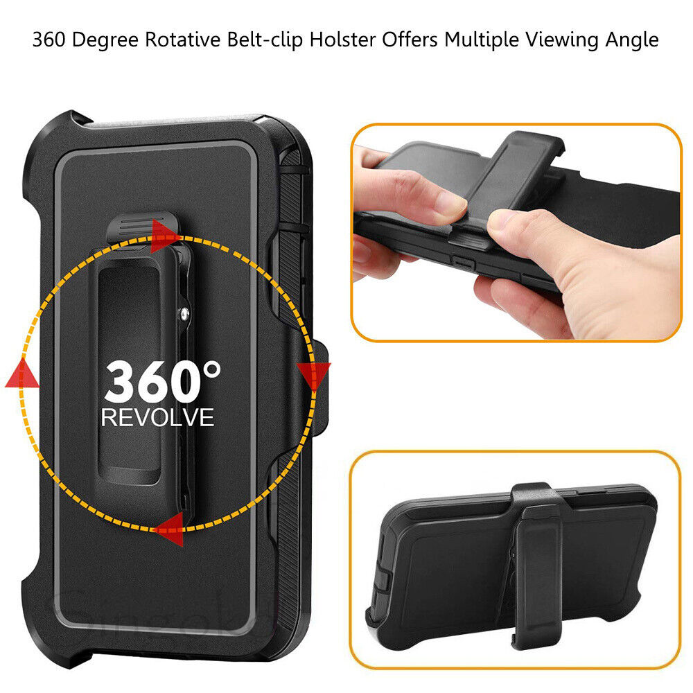 Rugged Shockproof Phone Case with Clip and Screen Protector