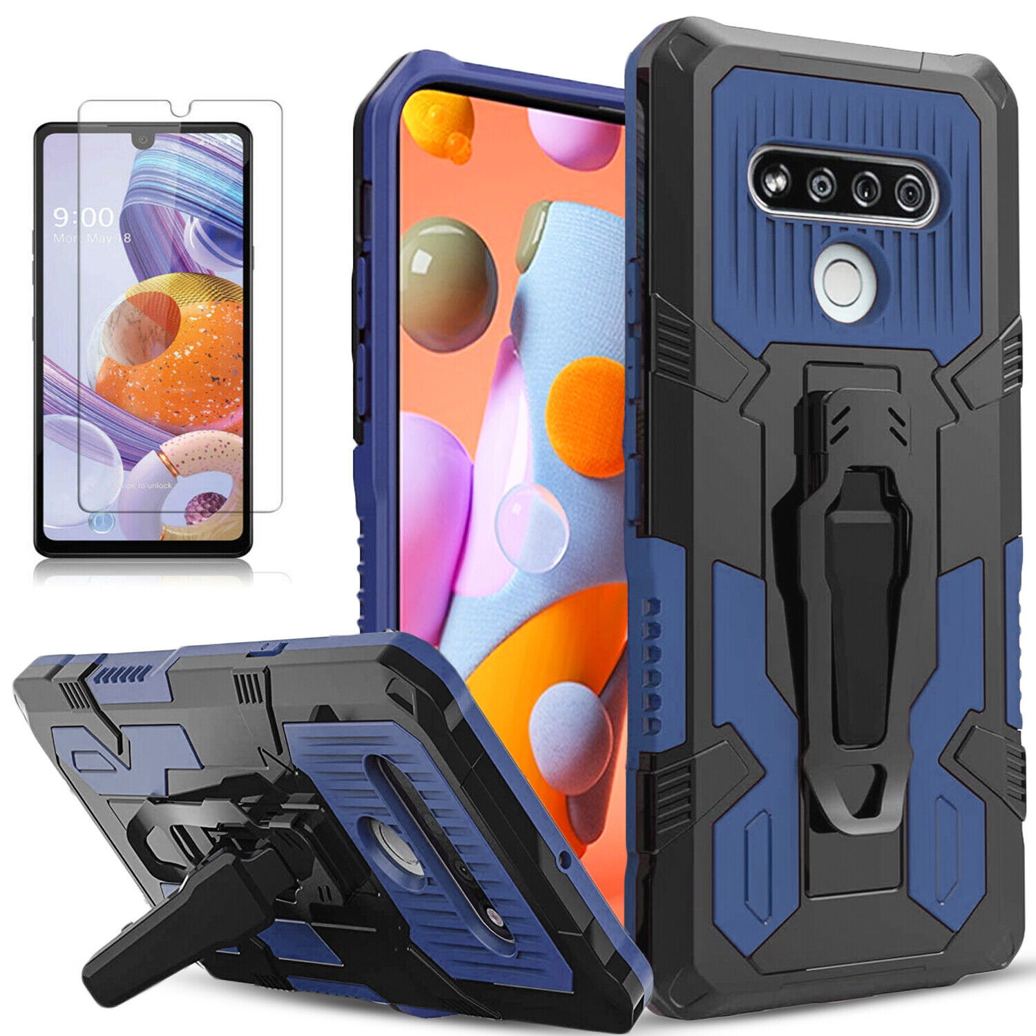 LG Stylo 6 Case with Kickstand and Glass Protector