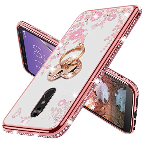 LG Stylo 4 Rose Gold Glitter Case with Kickstand