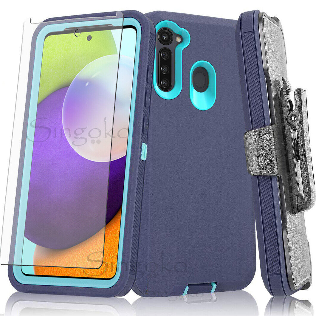 Rugged Shockproof Phone Case with Clip and Screen Protector