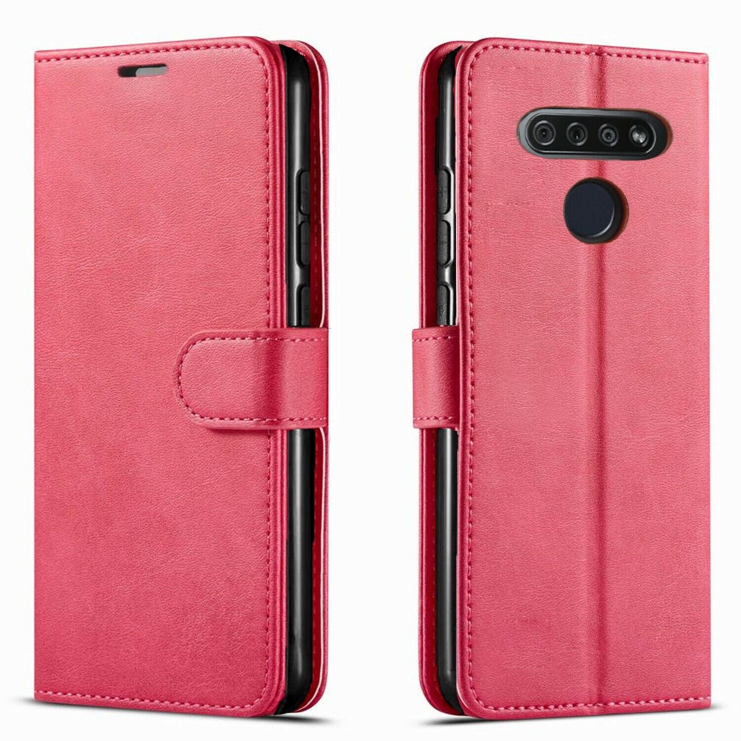 LG K51 Leather Wallet Case with Card Slots - Pink