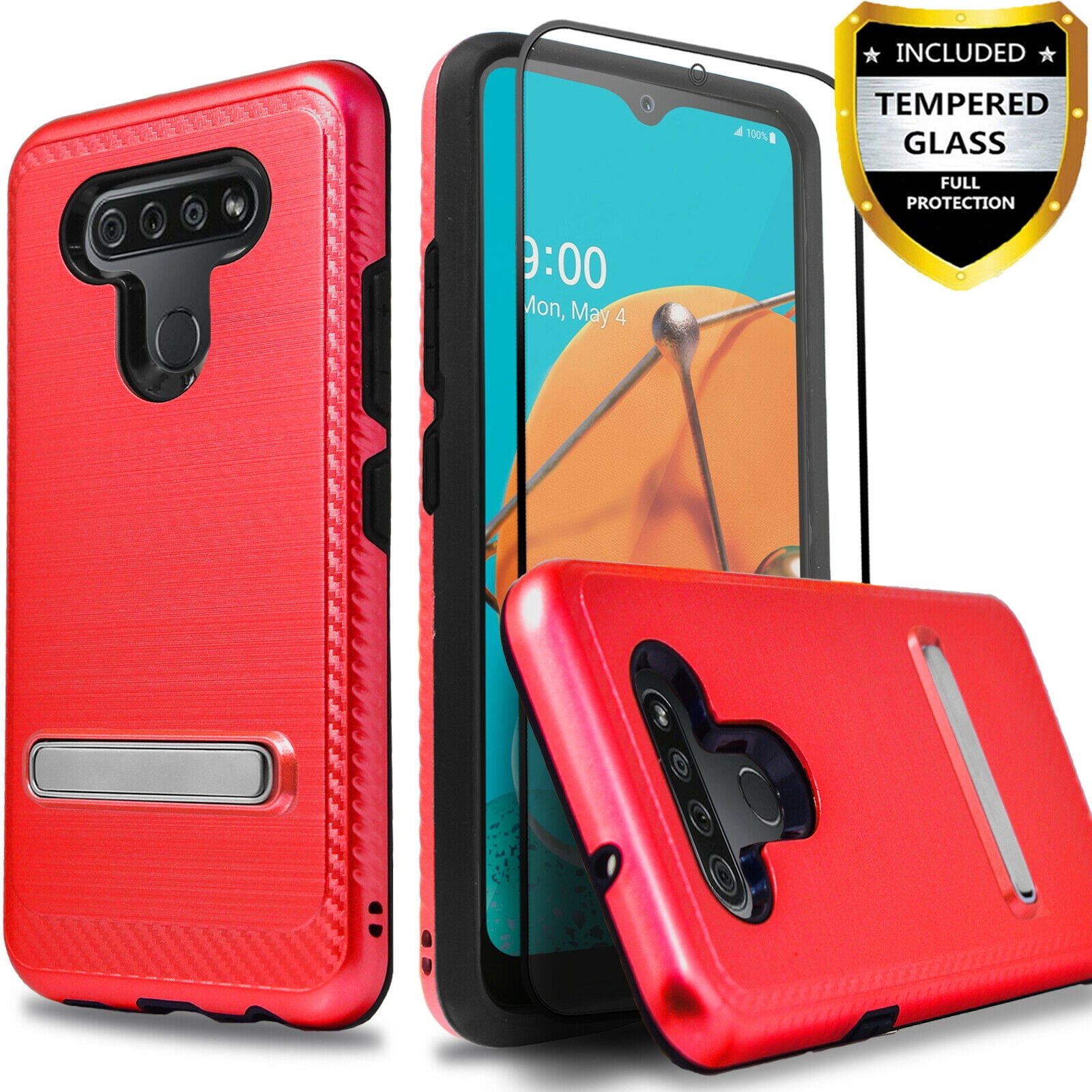 LG K51 Hybrid Shockproof Kickstand Case with Screen Protector