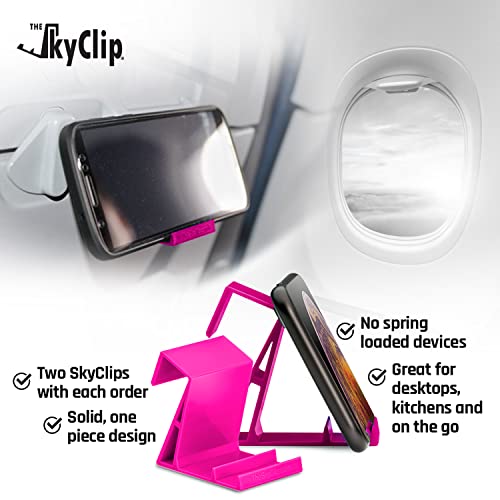 SkyClip Airplane Phone Tray Table Stand - Pink 2 Pack