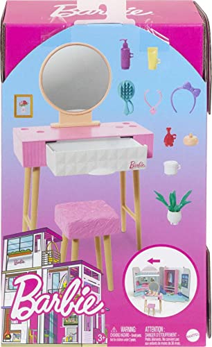 Barbie Dollhouse Vanity Set with Mirror and Stool