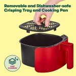 BELLA 3 Qt Manual Air Fryer Multicooker, Red