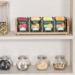 Small Bamboo Tea Bag Holder - Wood Countertop Organizer