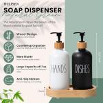 HULISEN Bamboo Soap Dispenser Set with Tray